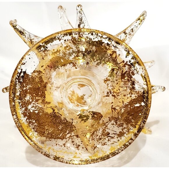 Small glass CHRISTMAS TREE 5.75"hi clear speckled with gold for mini ornaments - Picture 7 of 7